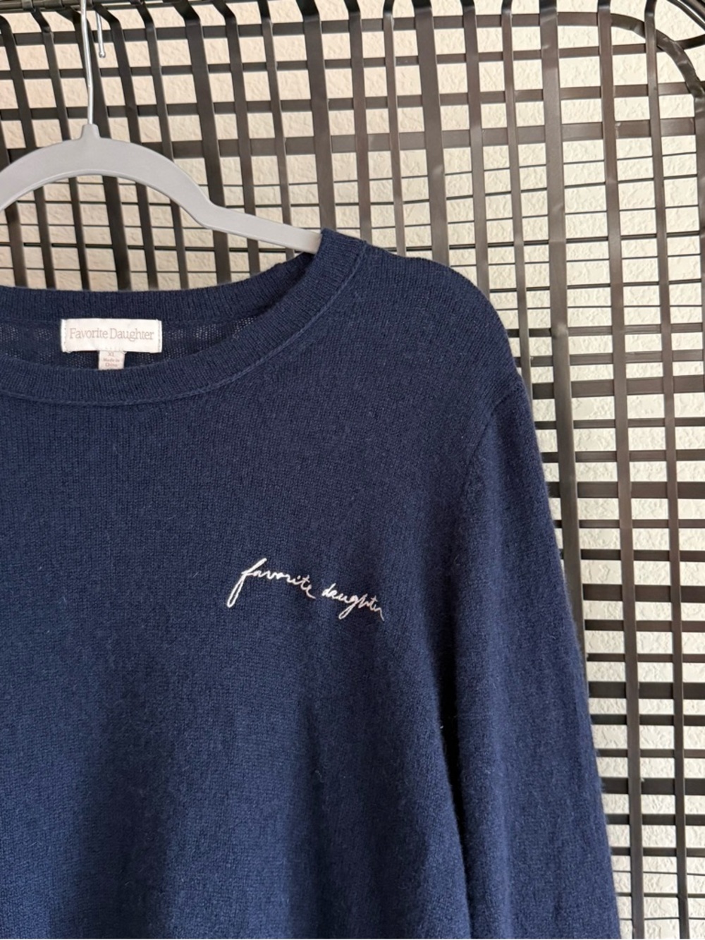 Favorite daughter cashmere embroidered navy sweater